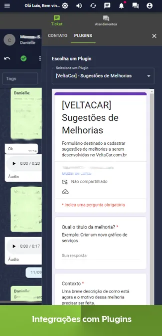 Aplicativo de ChatBot de WhatsApp - Integração com Plugins