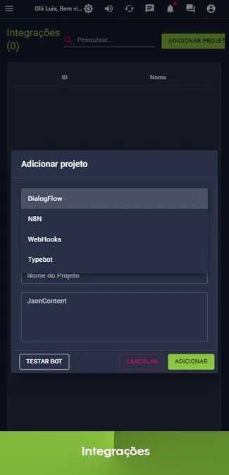 Aplicativo de ChatBot de WhatsApp - Integrações